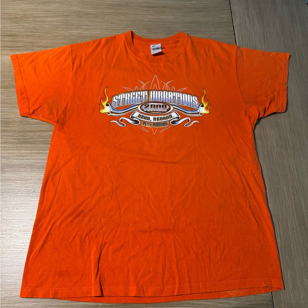 Vintage Reno Street Vibrations Motorcycle Rally Orange T-Shirt